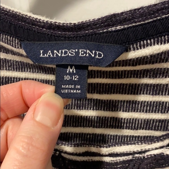 Lands End Thick Warm French Terry Striped Crew - Picture 2 of 13